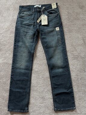 True Craft Slim Straight Jeans in Washed Black-Blue.